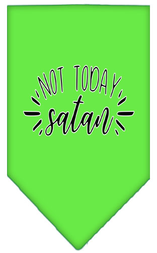 Not Today Satan Screen Print Bandana Lime Green Large